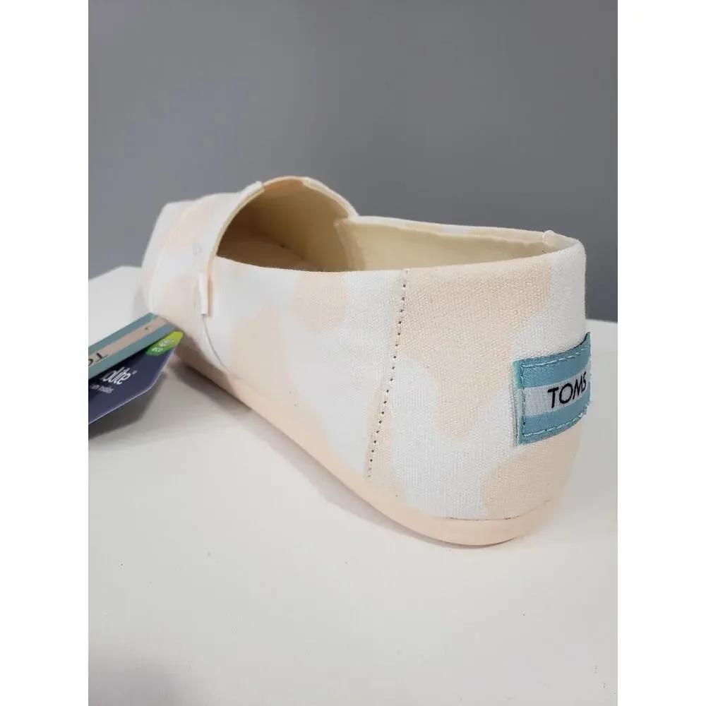 NEW Toms Alpargata Peach Cow Print 8.5 Slip On Farmer Rodeo Ranch Shoe Pink‎